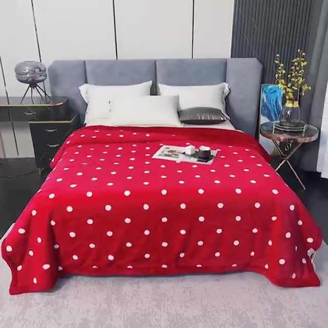 91家纺网 家纺一手货源 找家纺 凯轩毛毛毯毯子 仿皮草轻奢花貂毛毯毯子 波点