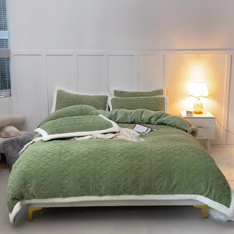 91家纺网 家纺一手货源 找家纺 潮邦 2025【含买家秀】塔芙绒牛奶绒轻奢保暖四件套 塔芙绿