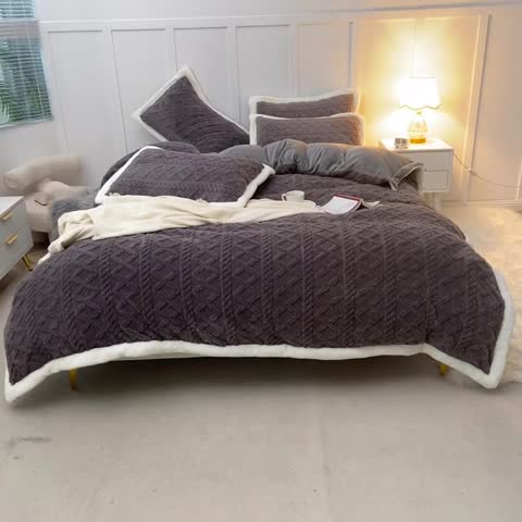 91家纺网 家纺一手货源 找家纺 潮邦 【含买家秀】塔芙绒牛奶绒轻奢保暖四件套 塔芙深灰