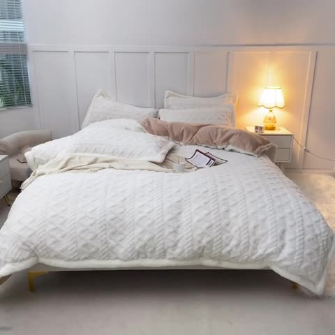 91家纺网 家纺一手货源 找家纺 潮邦 2025【含买家秀】塔芙绒牛奶绒轻奢保暖四件套 塔芙白