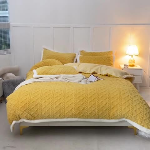 91家纺网 家纺一手货源 找家纺 潮邦 2025【含买家秀】塔芙绒牛奶绒轻奢保暖四件套 塔芙黄