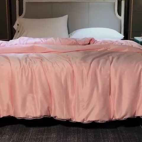 91家纺网 家纺一手货源 找家纺 畅畅 2022新款莫代尔贡缎提花桑蚕丝夏被春秋被冬被被芯 粉色