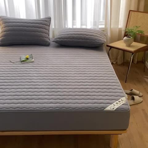 91家纺网 家纺一手货源 找家纺 雪云美新款A类新疆棉花床笠 全棉水洗棉夹棉床笠单  烟灰色