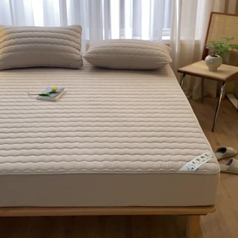 91家纺网 家纺一手货源 找家纺 雪云美新款A类新疆棉花床笠 全棉水洗棉夹棉床笠单  米驼