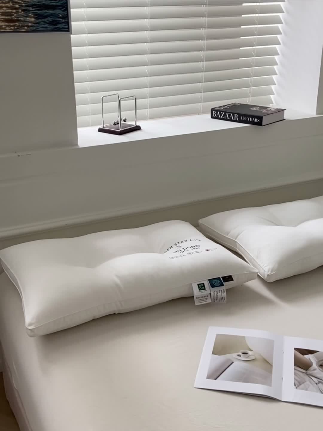 91家纺网 家纺一手货源 找家纺 伊被源 2022新款100s安睡羽丝绒枕头枕芯 48*74cm/个中枕