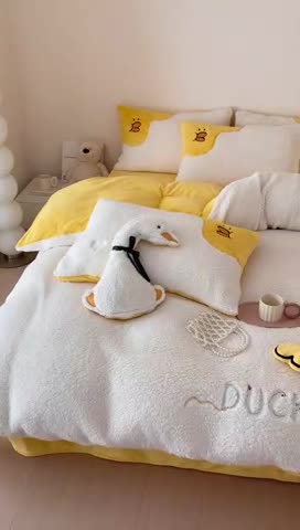 91家纺网 家纺一手货源 找家纺 （总）朗莎2022新款A版羊羔绒十B牛奶绒四件套