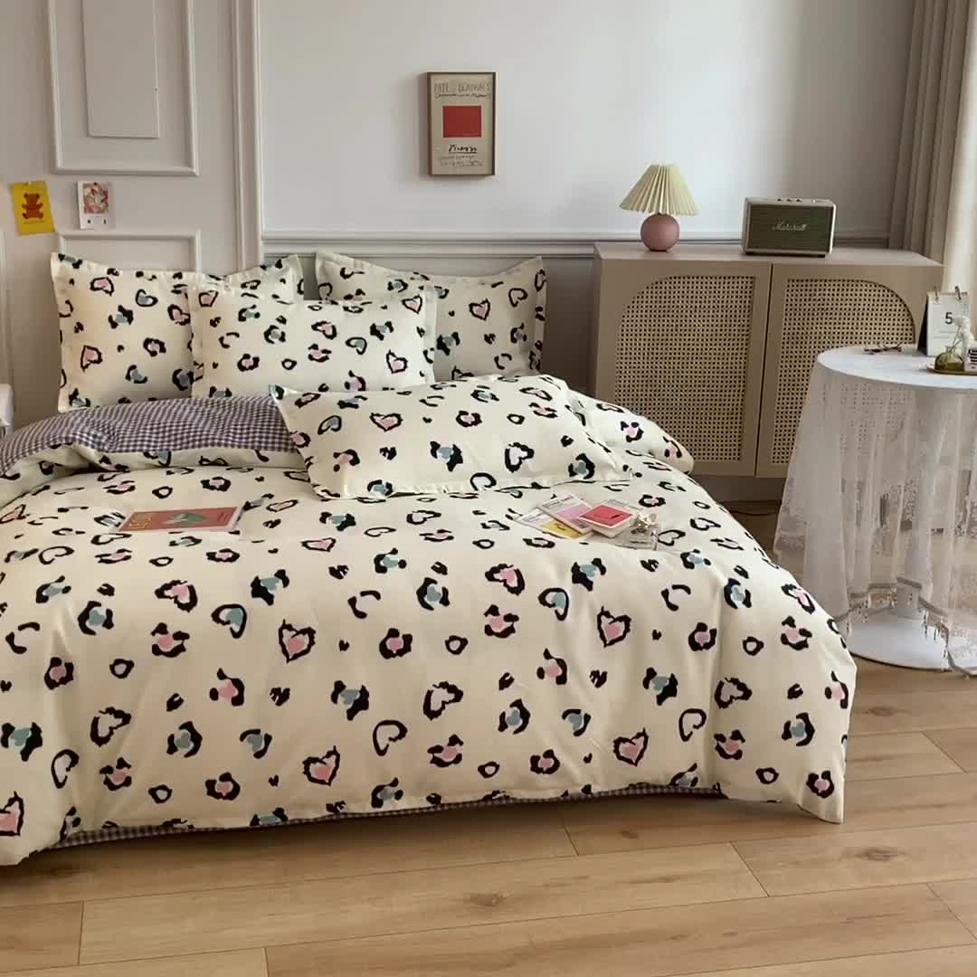 91家纺网 家纺一手货源 找家纺 （总）靓生活 2023新款AB磨毛版时尚小清新四件套