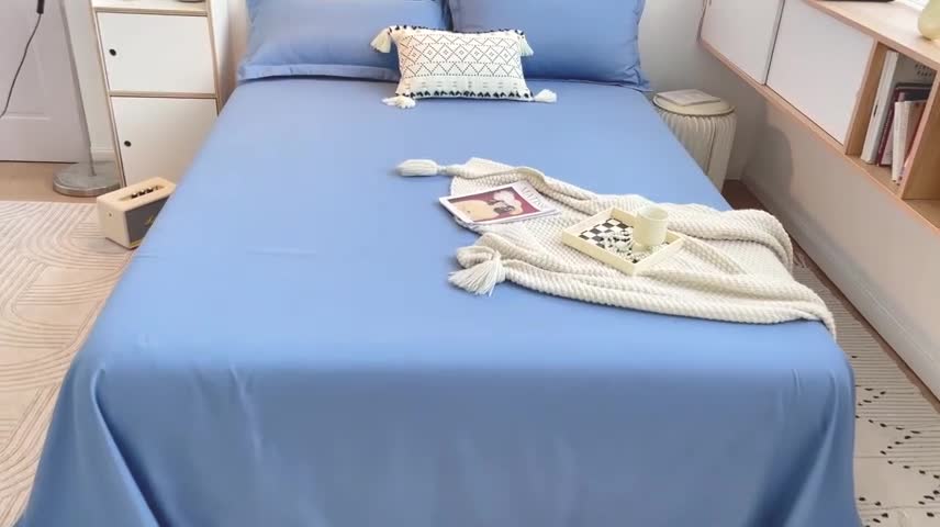 91家纺网 家纺一手货源 找家纺 芷凡家纺 2022新款雅棉斜纹磨毛单床单 宝蓝