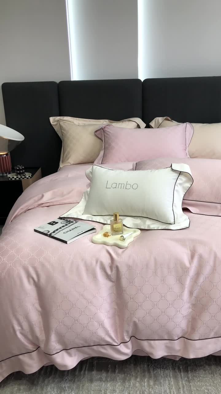 91家纺网 家纺一手货源 找家纺 北辰 2022新款100支全棉四件套-凯莉Kelly 粉