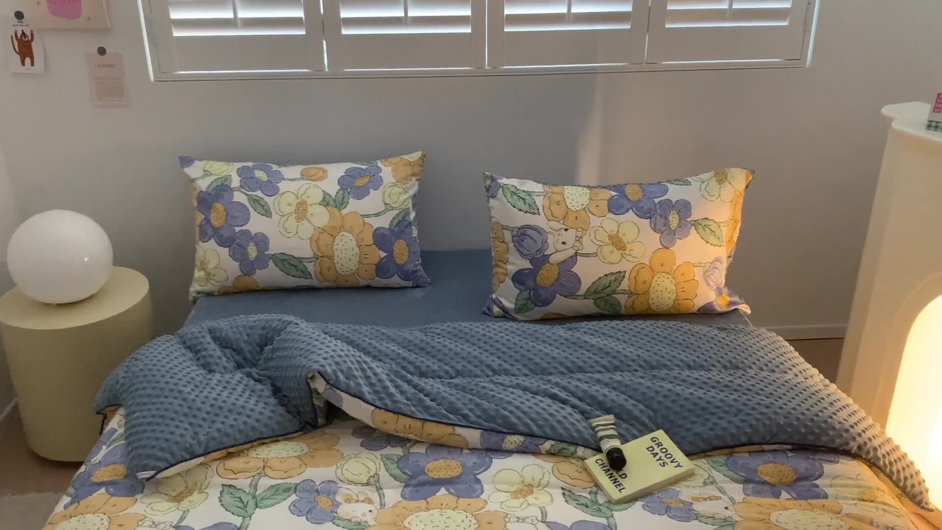 91家纺网 家纺一手货源 找家纺 星期八 2022新款复古碎花豆豆被 莫奈