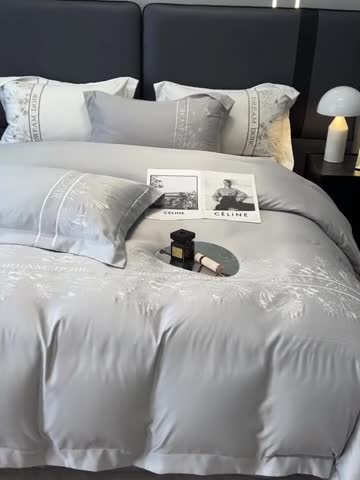 91家纺网 家纺一手货源 找家纺 优悦 2023新款轻奢磨毛系列四件套-玛德琳 灰