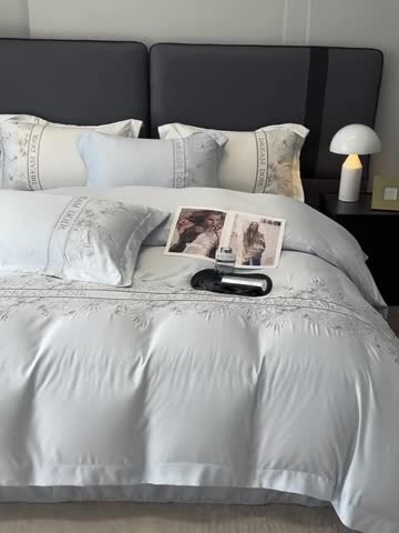 91家纺网 家纺一手货源 找家纺 优悦 2023新款轻奢磨毛系列四件套-玛德琳 蓝