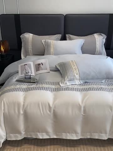 91家纺网 家纺一手货源 找家纺 优悦 2023新款轻奢磨毛系列四件套-伊芙琳 蓝