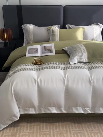 91家纺网 家纺一手货源 找家纺 优悦 2023新款轻奢磨毛系列四件套-伊芙琳 绿