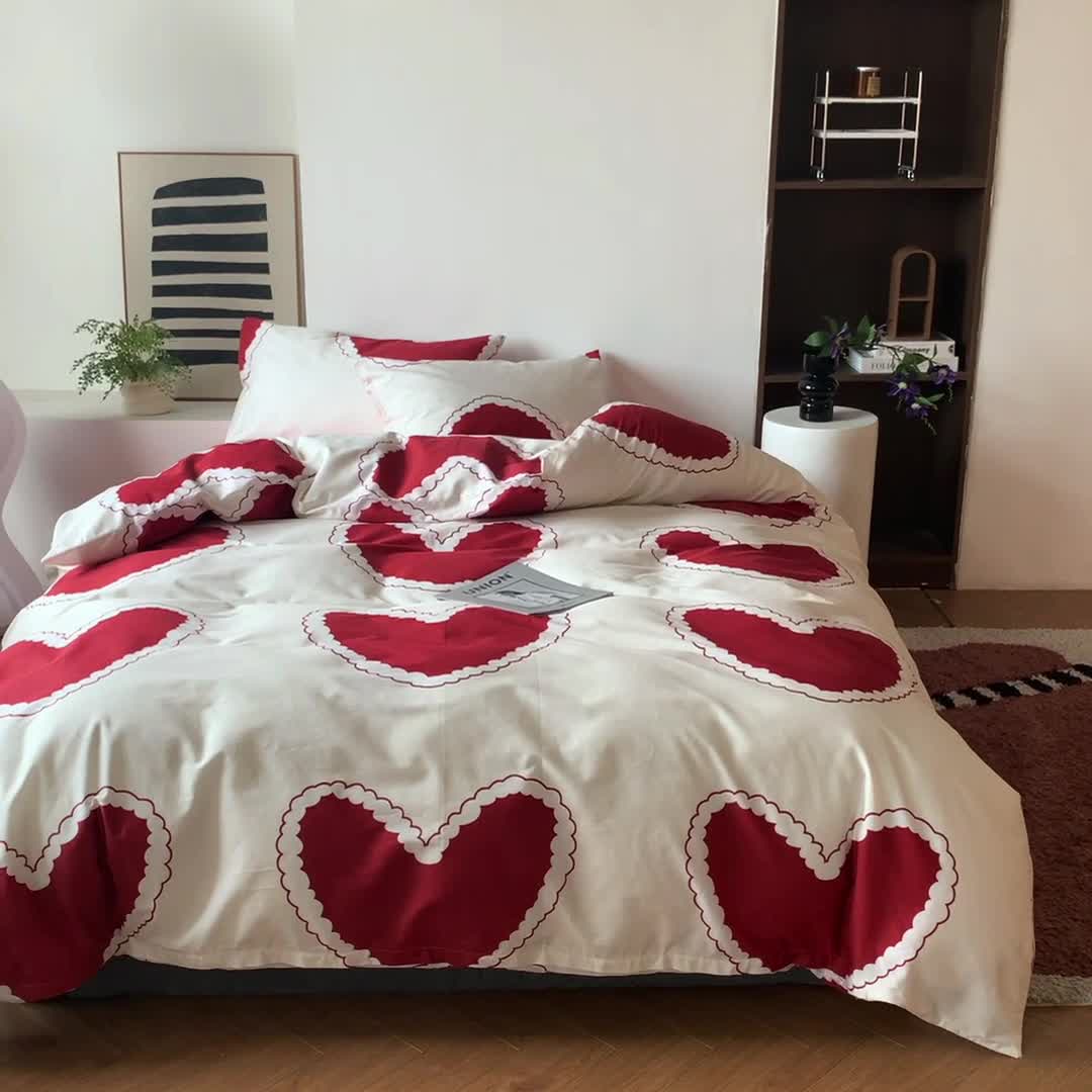 91家纺网 家纺一手货源 找家纺 怡家居 2022新款直播供货全棉印花四件套-第九批 心染