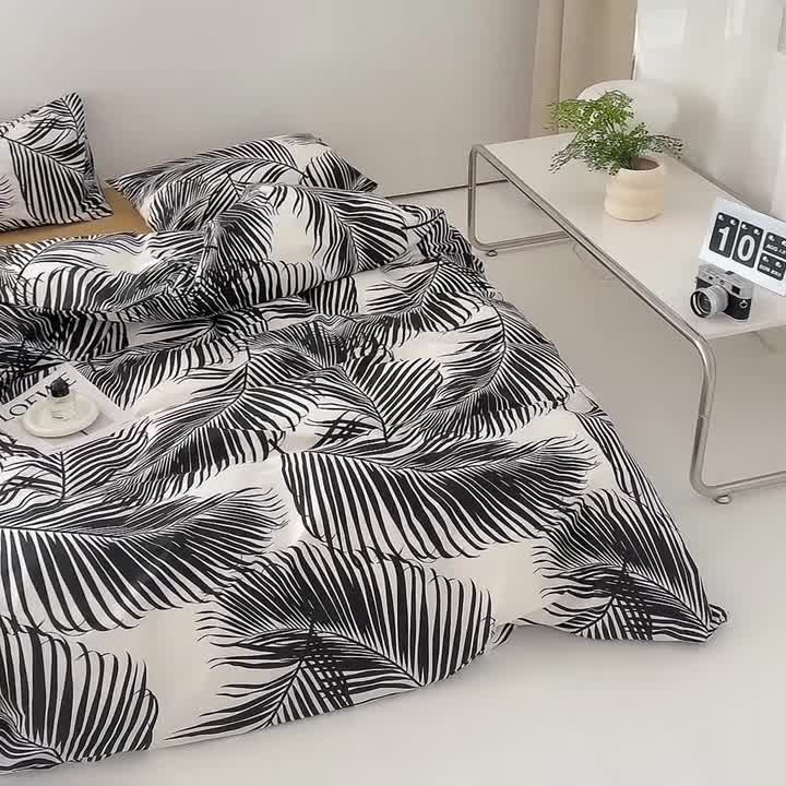 91家纺网 家纺一手货源 找家纺 怡家居 2022新款直播供货全棉印花四件套三 秋叶