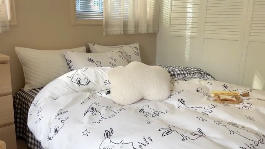 91家纺网 家纺一手货源 找家纺 时年 2023新款全棉小可爱系列四件套 星空兔