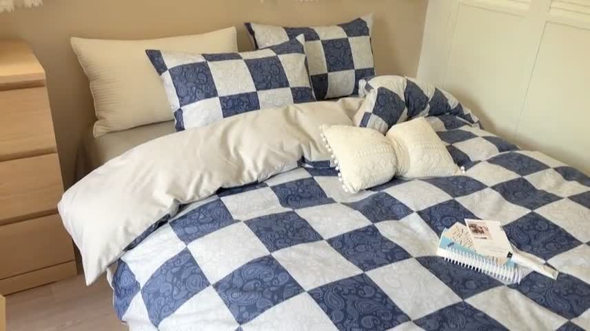 91家纺网 家纺一手货源 找家纺 时年 2023新款全棉小可爱系列四件套 祥云图