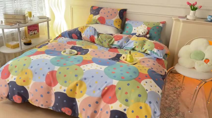 91家纺网 家纺一手货源 找家纺 感遇2022新款全棉印花四件套系列 饼干森林