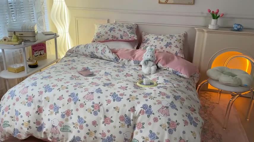 91家纺网 家纺一手货源 找家纺 感遇2022新款全棉印花四件套系列 动物园蓝