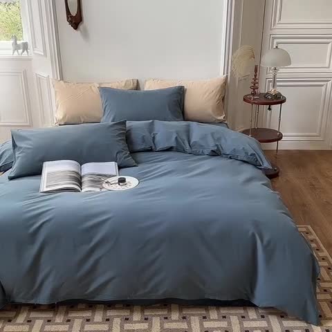91家纺网 家纺一手货源 找家纺 怡家居 2022新款全棉100支磨毛四件套 南非蓝
