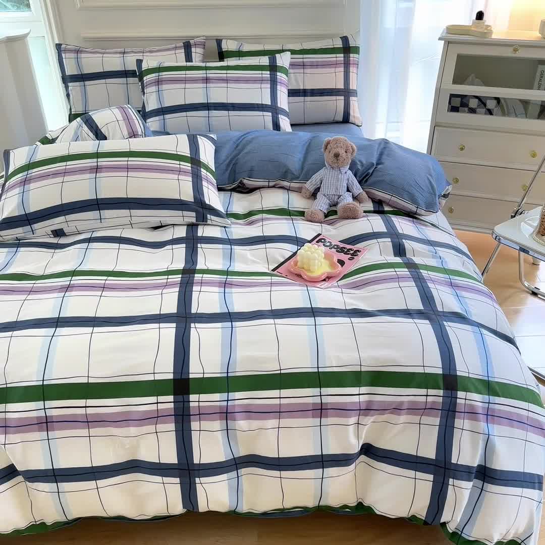 91家纺网 家纺一手货源 找家纺 星巴k家纺 2023全棉13372花卉印花简约四件套星河