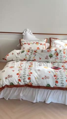 91家纺网 家纺一手货源 找家纺 蓝邻 2023新款复古小清晰花边四件套风格二 精灵乐园