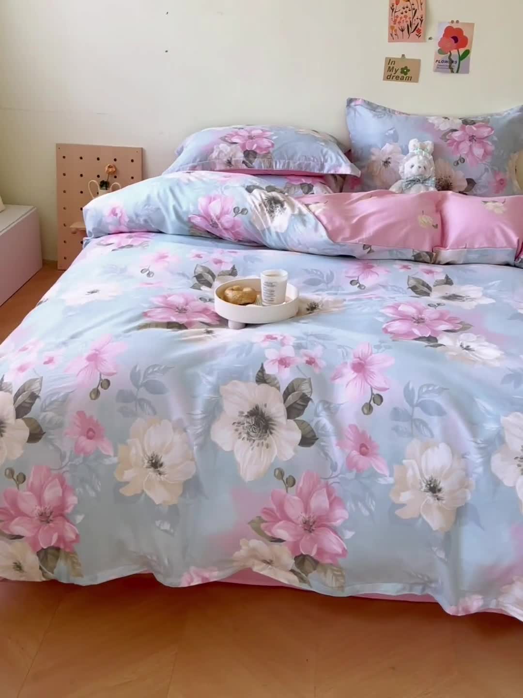 91家纺网 家纺一手货源 找家纺 盛馨家纺 全棉ins北欧风高支高密全棉喷气小清新纯棉四件套 花开富贵