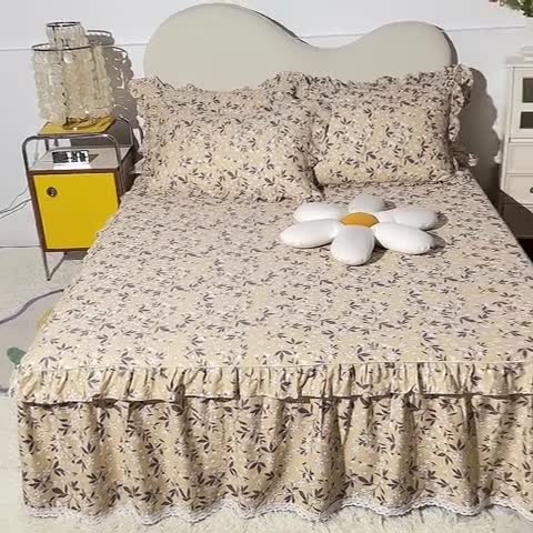 91家纺网 家纺一手货源 找家纺 美达 2025全棉蕾丝小花边单床裙 雅秀