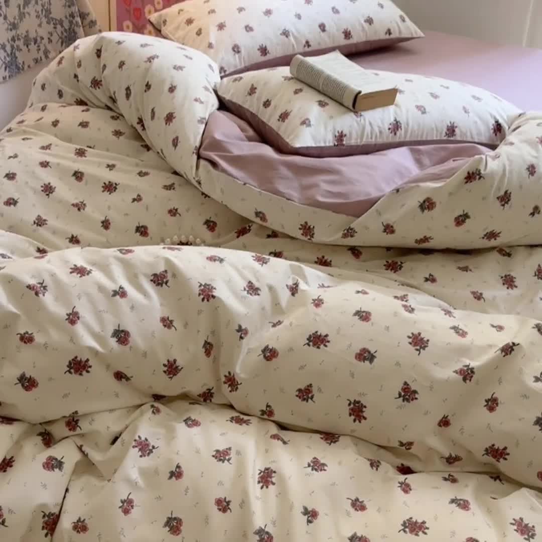 91家纺网 家纺一手货源 找家纺 优彩 新款全棉13372花卉系列四件套-全棉小碎花花型 罗马假日