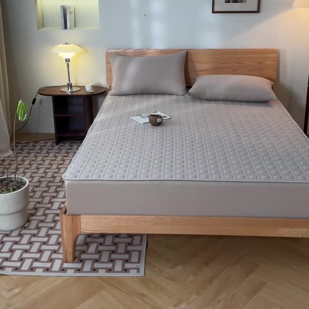 91家纺网 家纺一手货源 找家纺 蓝巢 2023新款全棉水洗棉大豆夹棉床笠 摩卡卡其