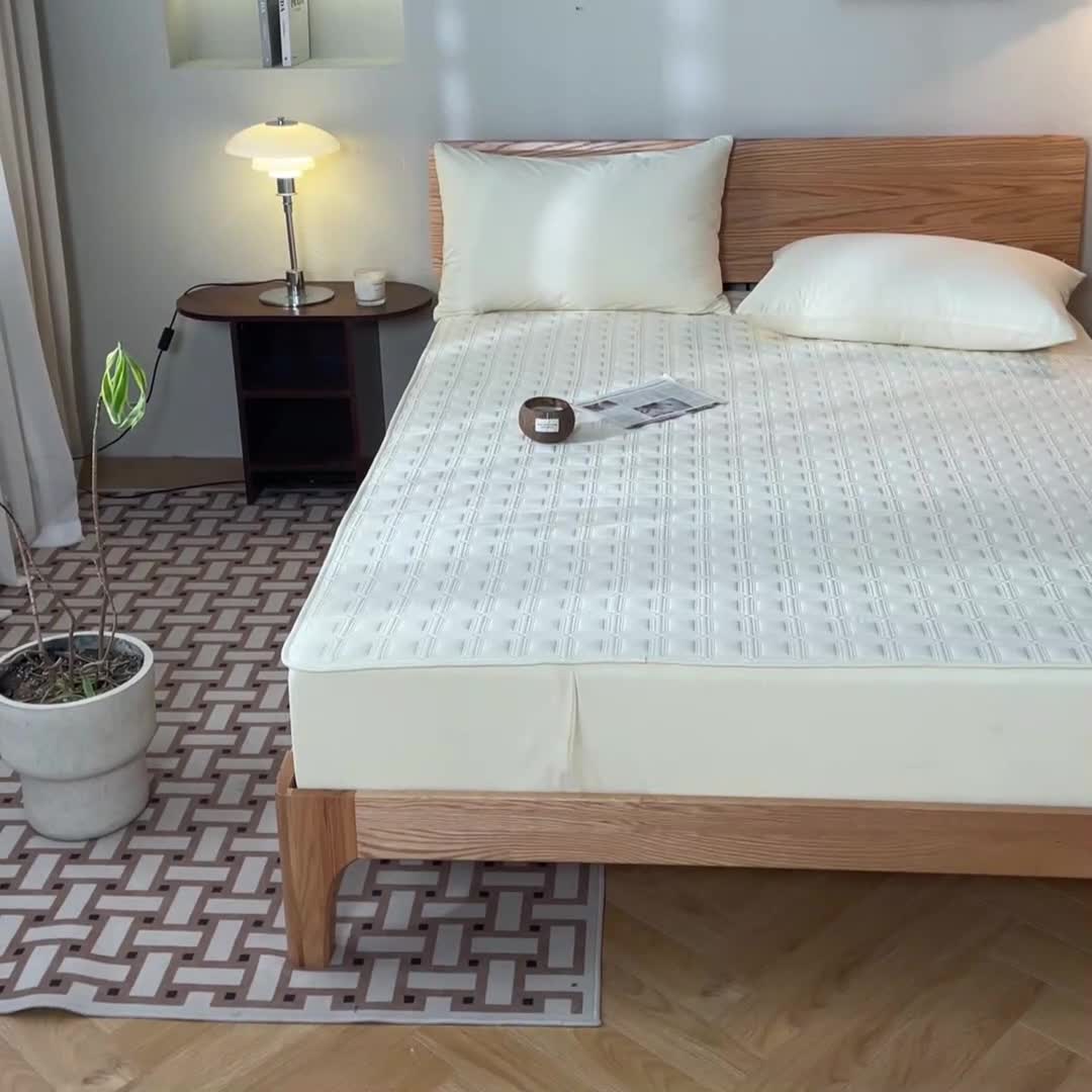 91家纺网 家纺一手货源 找家纺 蓝巢 2023新款全棉水洗棉大豆夹棉床笠 摩卡奶黄