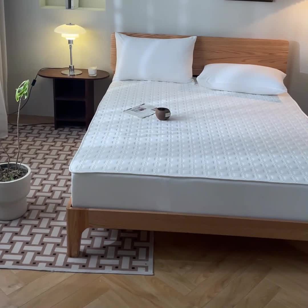 91家纺网 家纺一手货源 找家纺 蓝巢 2023新款全棉水洗棉大豆夹棉床笠 摩卡奶昔白