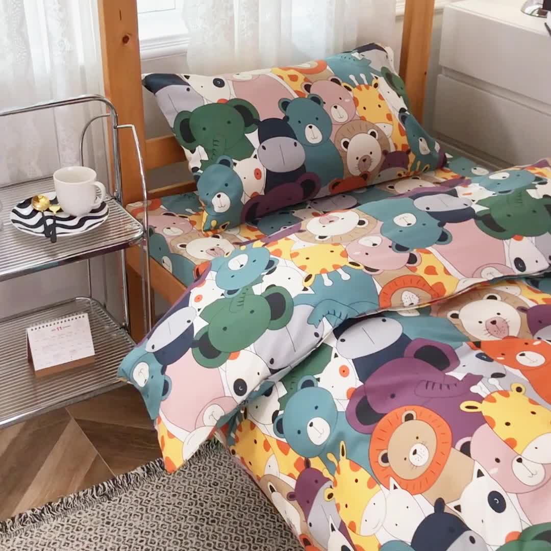 91家纺网 家纺一手货源 找家纺 首爱家纺 2025新款加厚全棉学生三件套 欢乐派