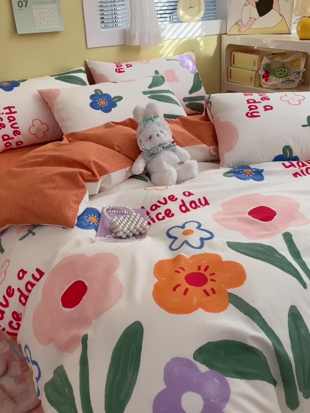 91家纺网 家纺一手货源 找家纺 雅居纺 2023新款全棉13070小清新四件套 繁花里