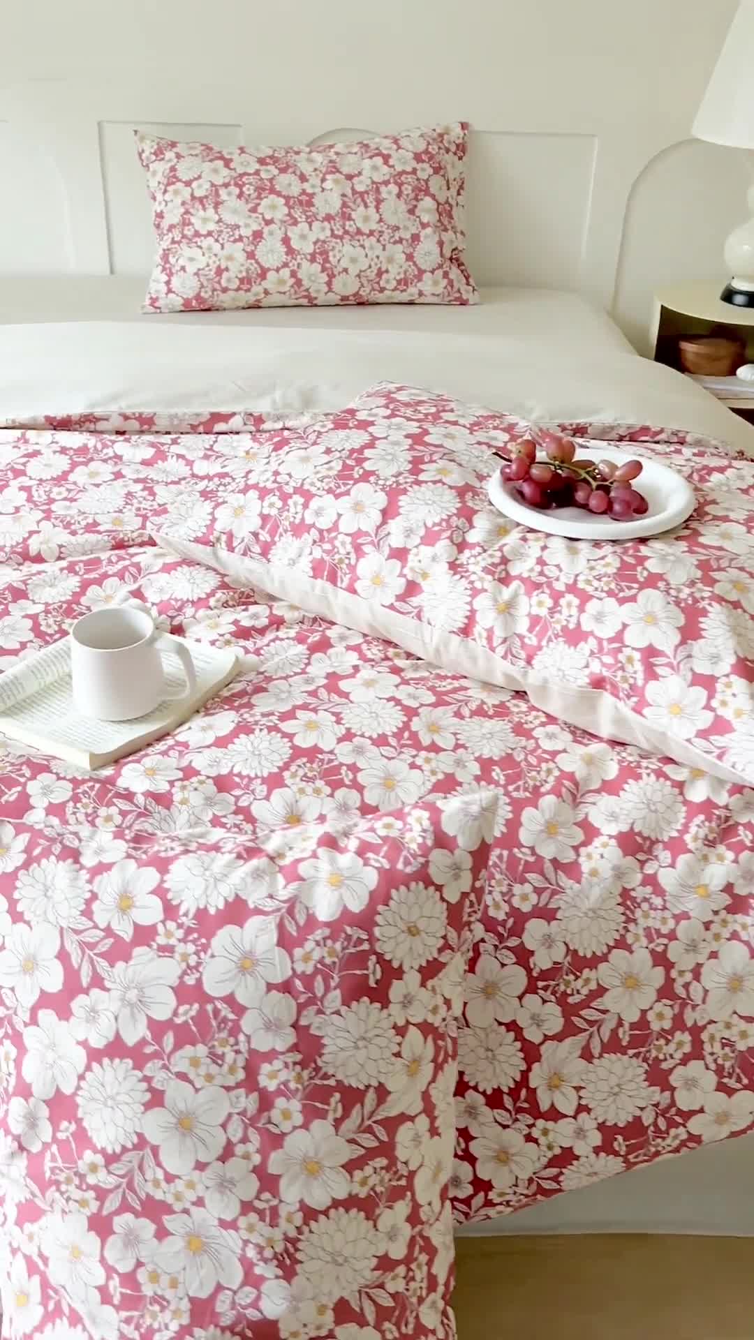 91家纺网 家纺一手货源 找家纺 希文 2023新款全棉13372印花四件套 晚风告白系列 娇艳