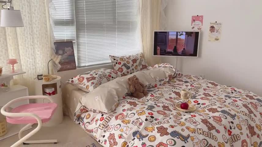 91家纺网 家纺一手货源 找家纺 昔可 2023新款全棉卡通系列四件套 萌趣小动物