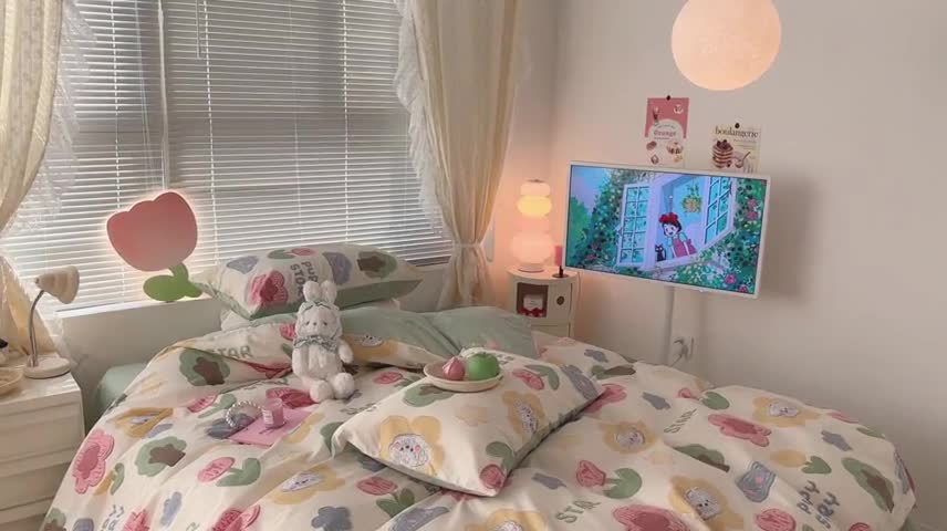 91家纺网 家纺一手货源 找家纺 昔可 2023新款全棉二次元卡通系列四件套 油画小树林