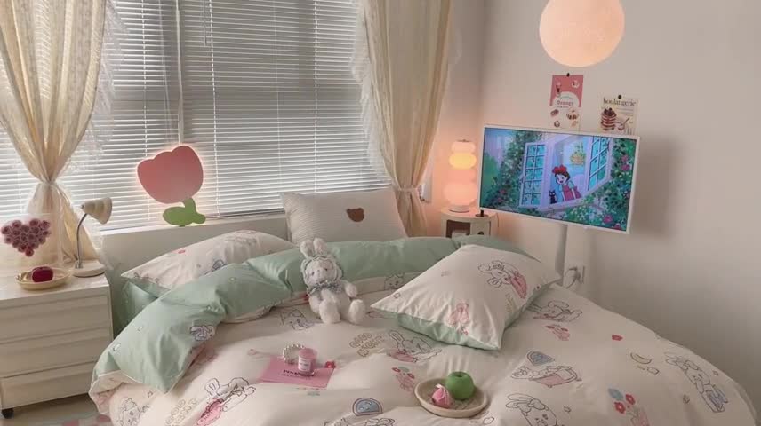 91家纺网 家纺一手货源 找家纺 昔可 2023新款全棉二次元卡通系列四件套 泡芙兔小姐的一天