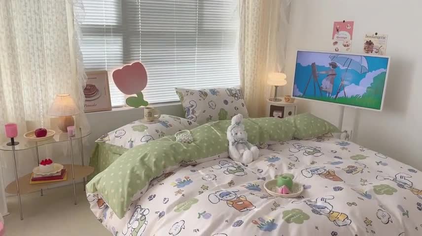 91家纺网 家纺一手货源 找家纺 昔可 2023新款全棉二次元卡通系列四件套 兔茸茸的野餐