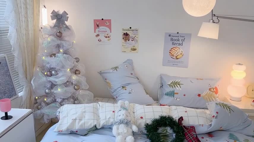 91家纺网 家纺一手货源 找家纺 昔可家纺 2023新款圣诞系列全棉四件套 圣诞女孩