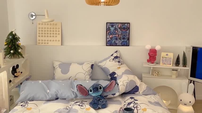 91家纺网 家纺一手货源 找家纺 昔可家纺 2023新款迪士尼系列全棉四件套 蓝色晕染米奇