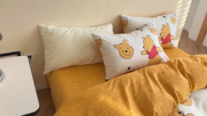 91家纺网 家纺一手货源 找家纺 柚子YOUTH 2023新款40支13372全棉迪士尼系列四件套 欢乐维尼