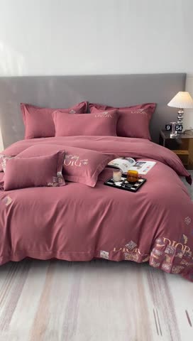 91家纺网 家纺一手货源 找家纺 棉生活家纺 2023新款水洗牛奶蛋白棉四件套 海棠红