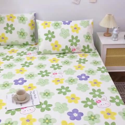 91家纺网 家纺一手货源 找家纺 棉乐町 2025新款加厚全棉床笠 嘟嘟花园