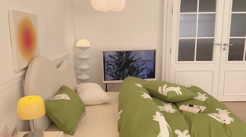 91家纺网 家纺一手货源 找家纺 昔可 2023新款13372活性印染全棉四件套-绿兔子