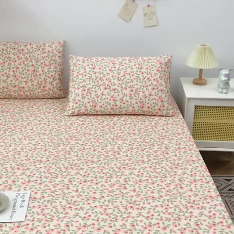 91家纺网 家纺一手货源 找家纺 首爱家纺 2025新款加厚全棉床笠床垫席梦思保护套 浅夏