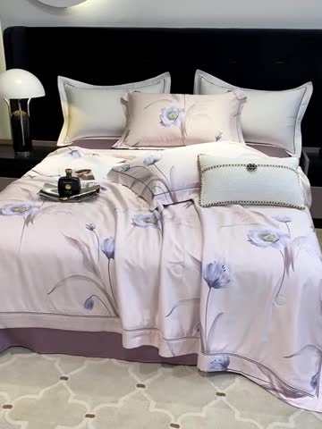 91家纺网 家纺一手货源 找家纺 娇逸家居 2024新款40天丝莫代尔镂空款夏凉被 碧月