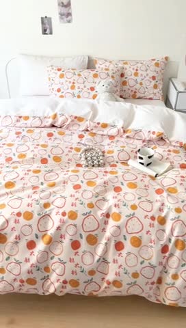 91家纺网 家纺一手货源 找家纺 希文 2023新款13372全棉印花四件套-恋语系列 大桔大利