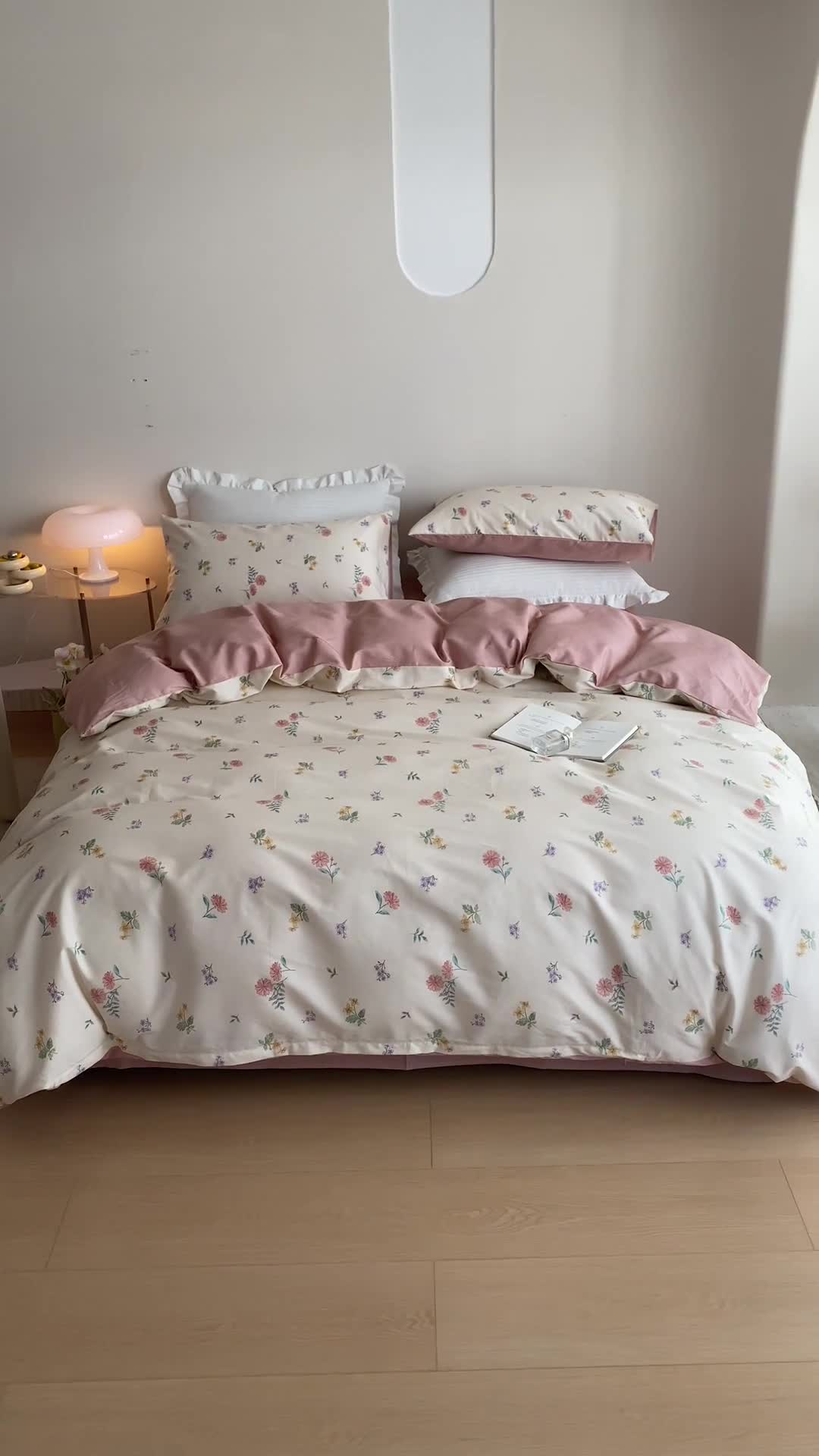 91家纺网 家纺一手货源 找家纺 沐棉家居 2023新款13372小清新全棉印花四件套 花舞